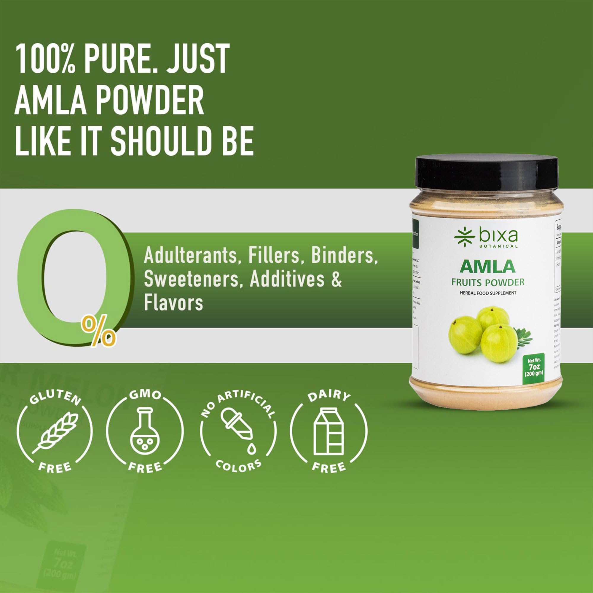 bixa BOTANICAL Pure Amla Powder 200g with fresh Amla fruit
