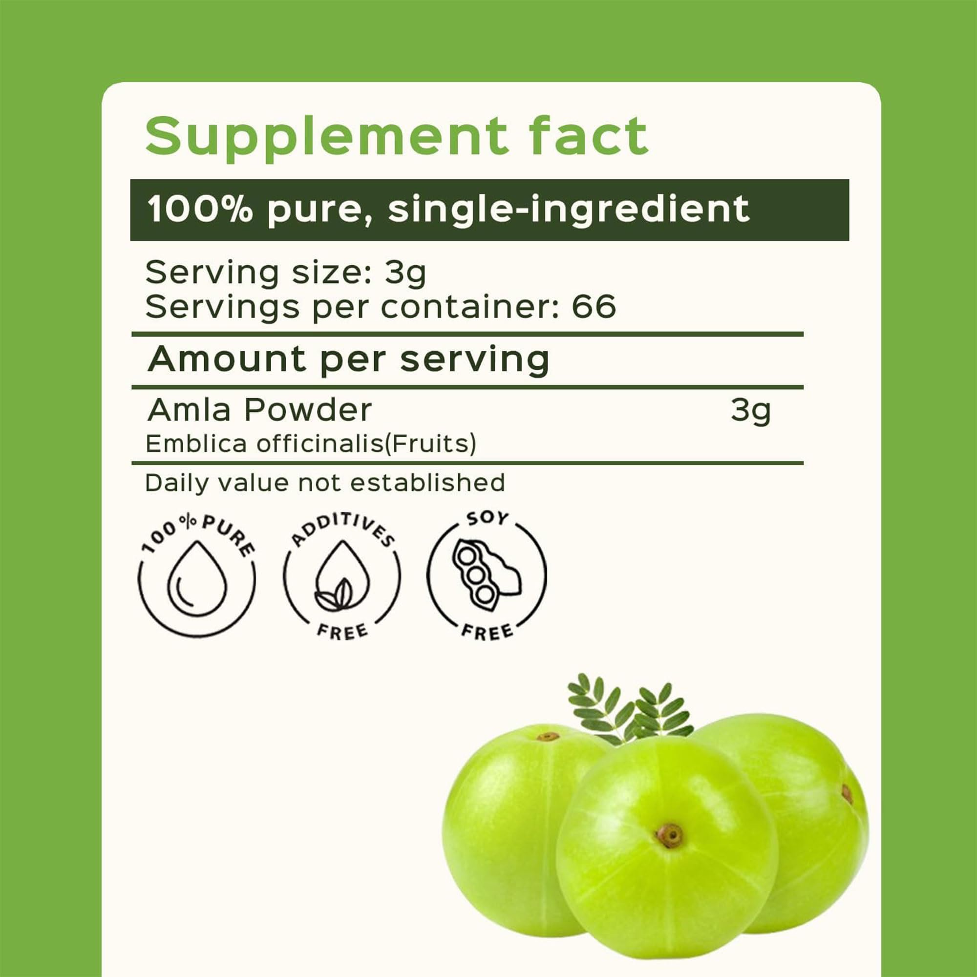 bixa BOTANICAL Pure Amla Powder 200g with spoon