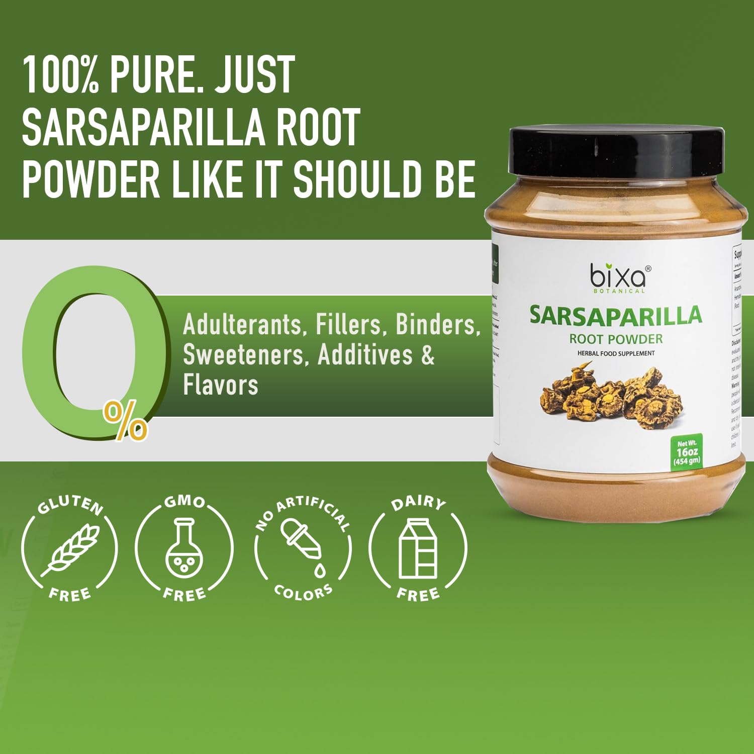 bixa BOTANICAL Sarsaparilla Root Powder nutritional information