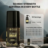 bixa BOTANICAL Shilajit Supplement bottle on wooden table