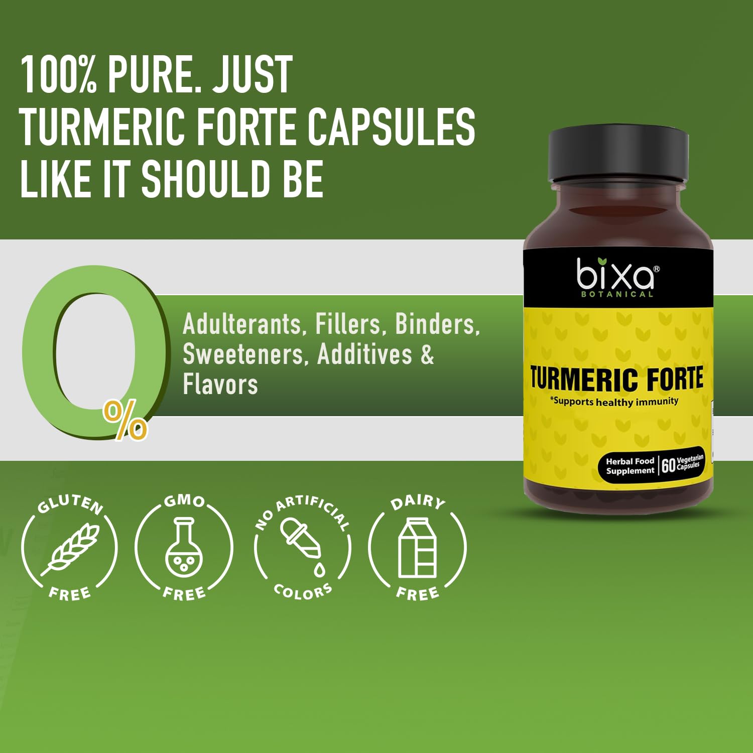 bixa BOTANICAL Turmeric Forte capsules close-up