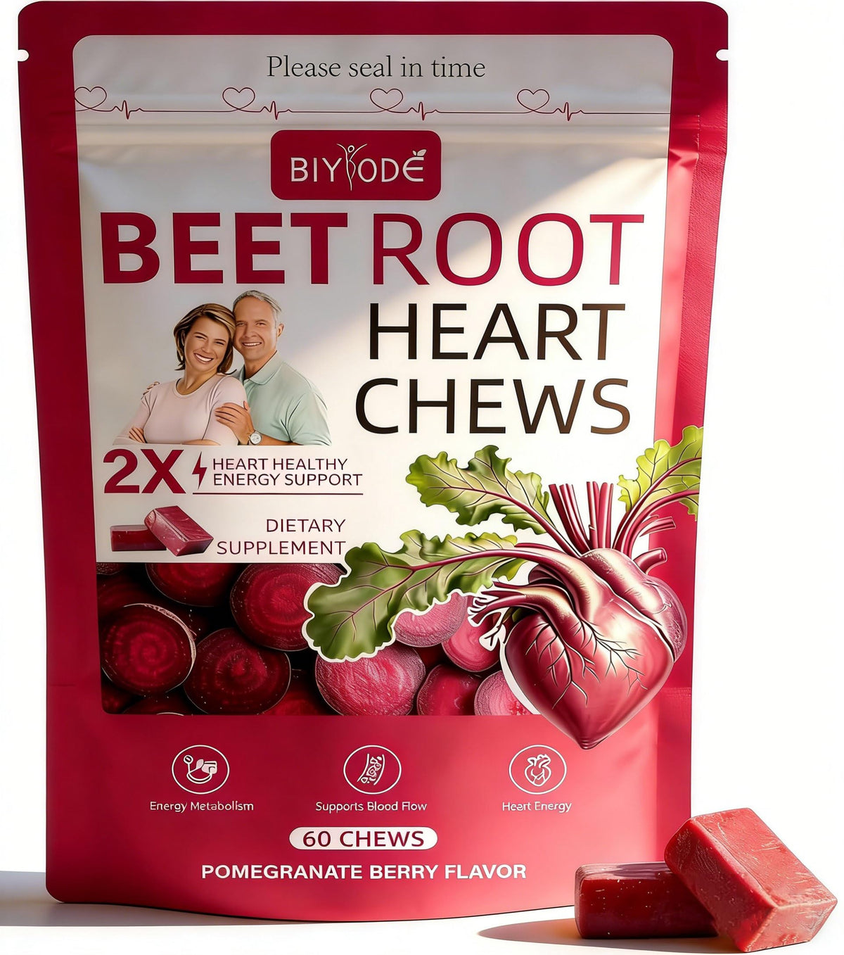 BIYODE Grape Seed Extract 250mg with Beet Root Powder 700mg front view
