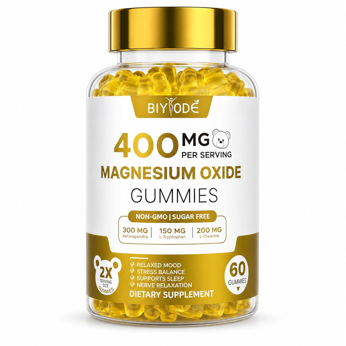 BIYODE Magnesium Gummies front view, orange flavour