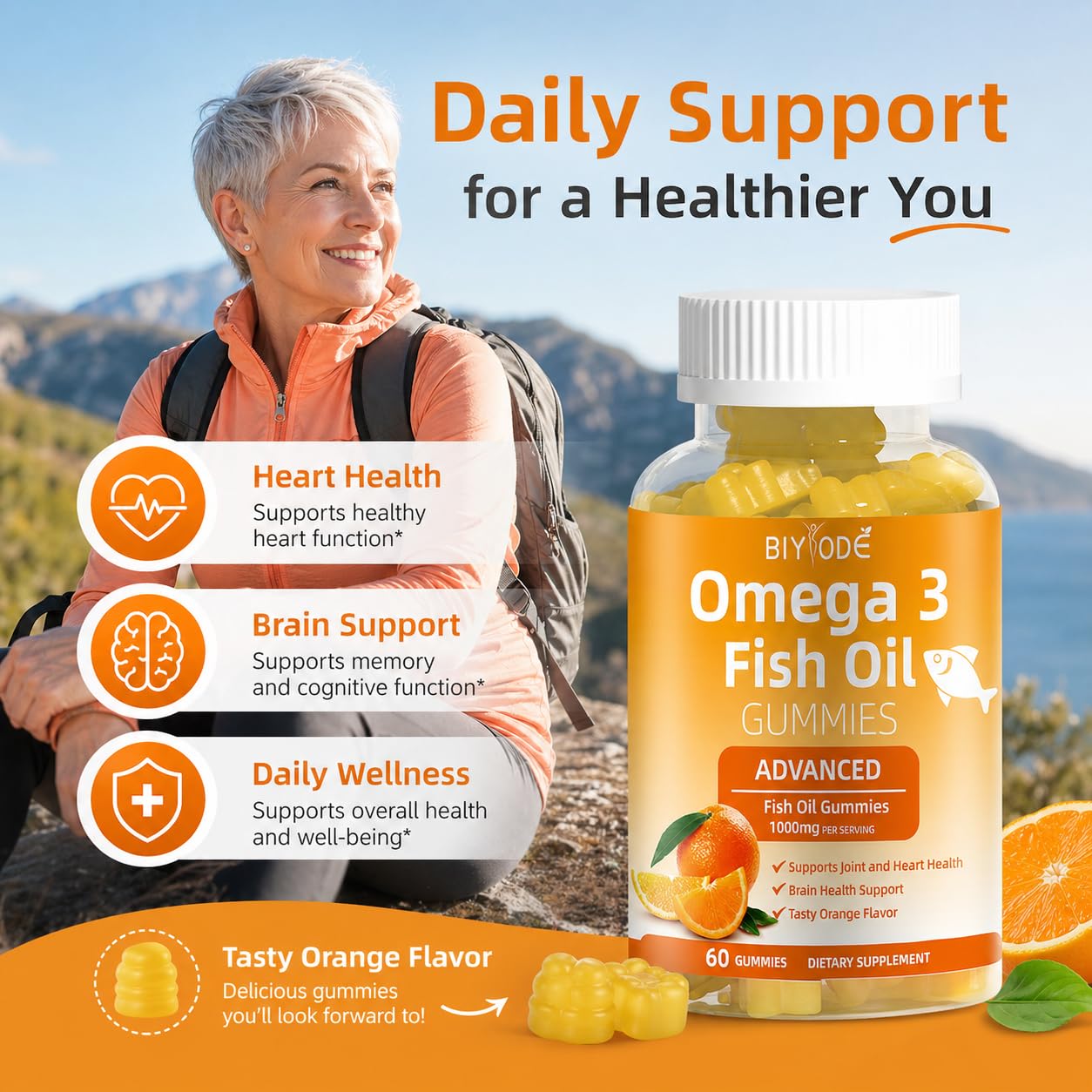 BIYODE Omega-3 Fish Oil Capsules back view with ingredient list