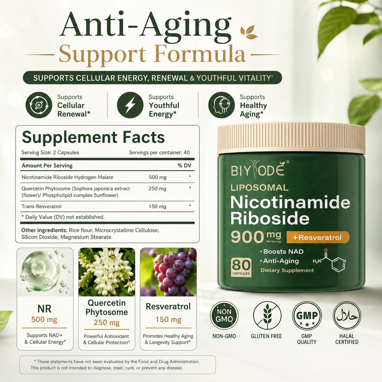 BIYODE Resveratrol Supplement 500mg packaging