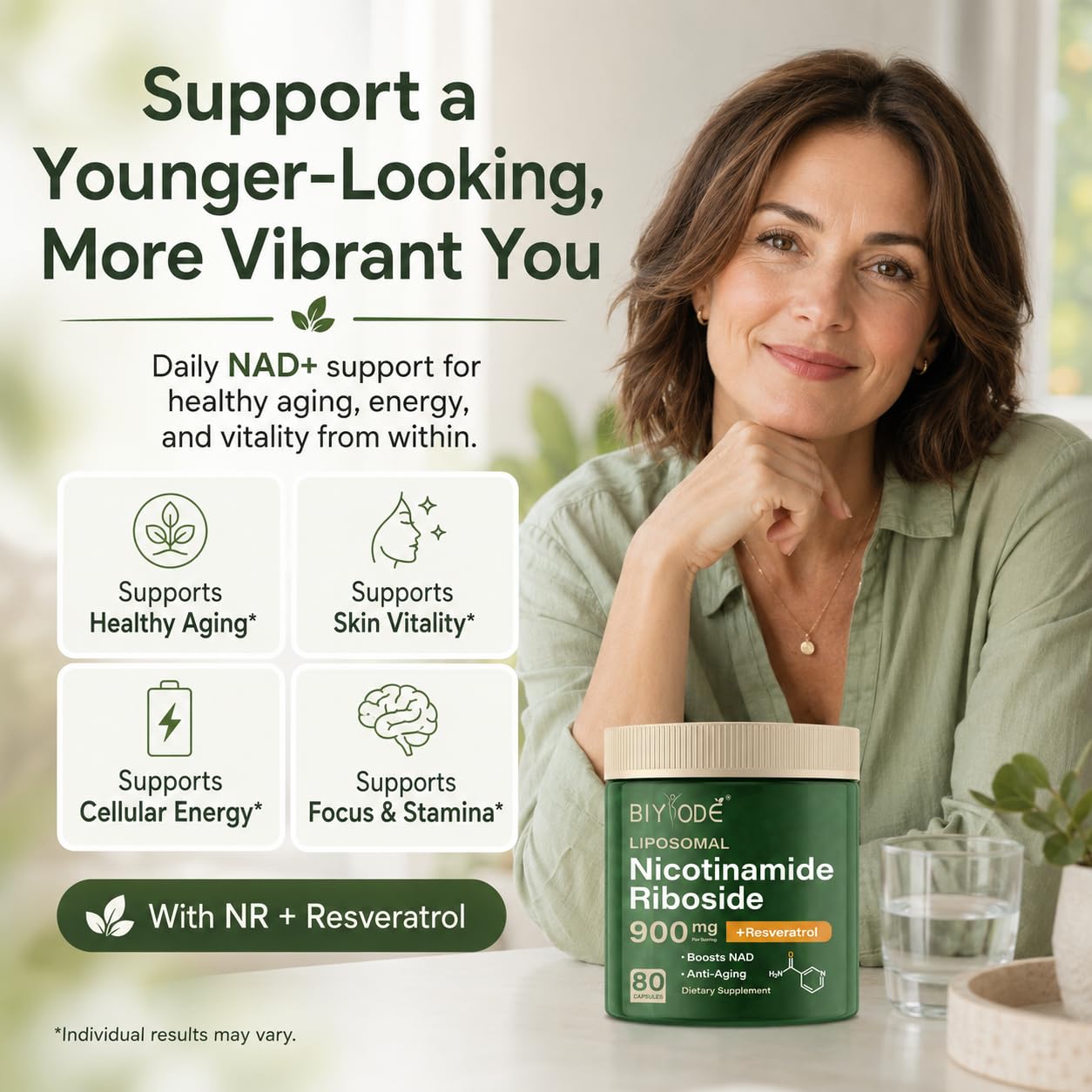 BIYODE Resveratrol Supplement 500mg with a glass of water