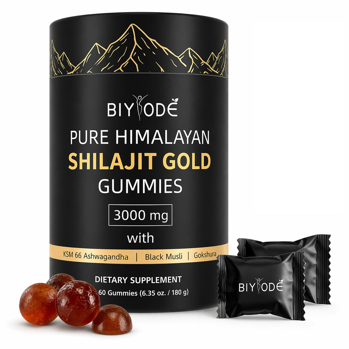 BIYODE Shilajit Gummies front view with packaging