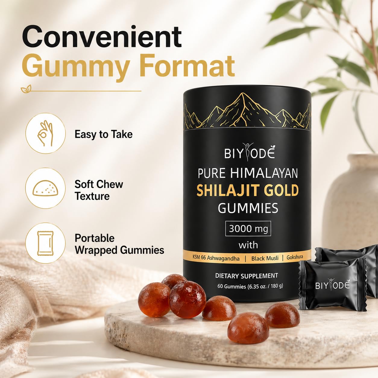 BIYODE Shilajit Gummies packaging side view