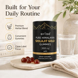 BIYODE Shilajit Gummies with natural ingredients backdrop