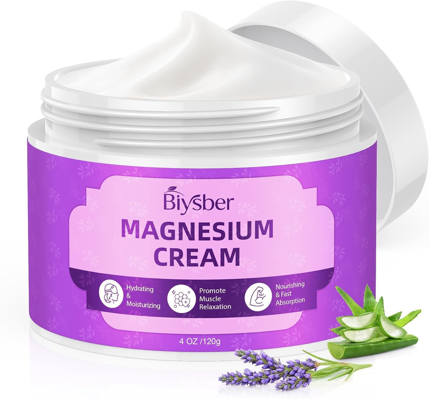 BIYSBER Magnesium Lotion 191g front view with lavender oil