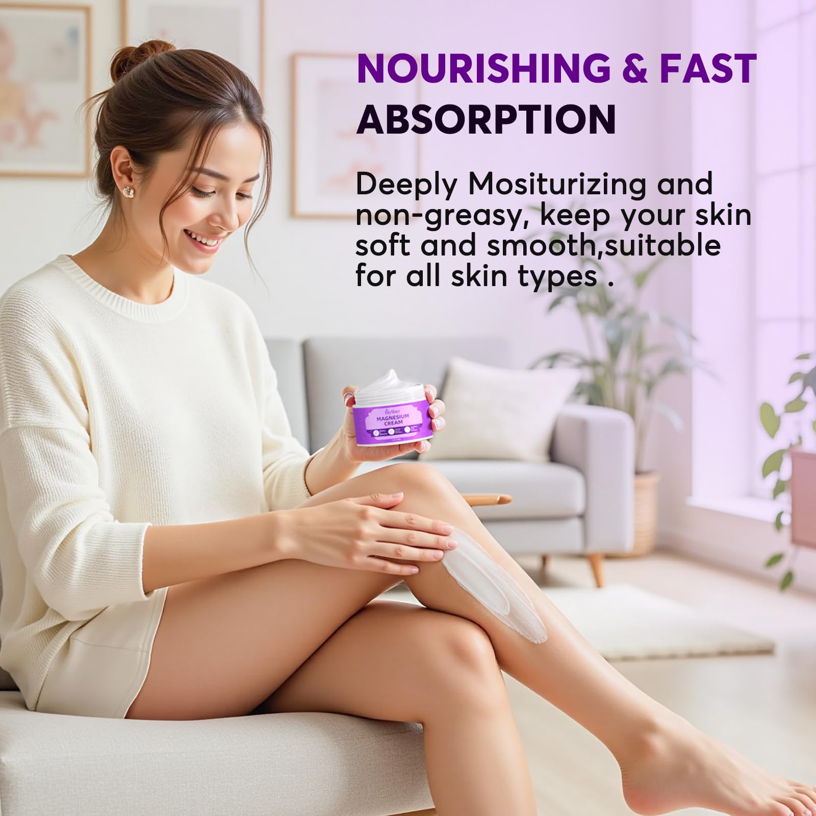 BIYSBER Magnesium Lotion 191g with lavender flowers