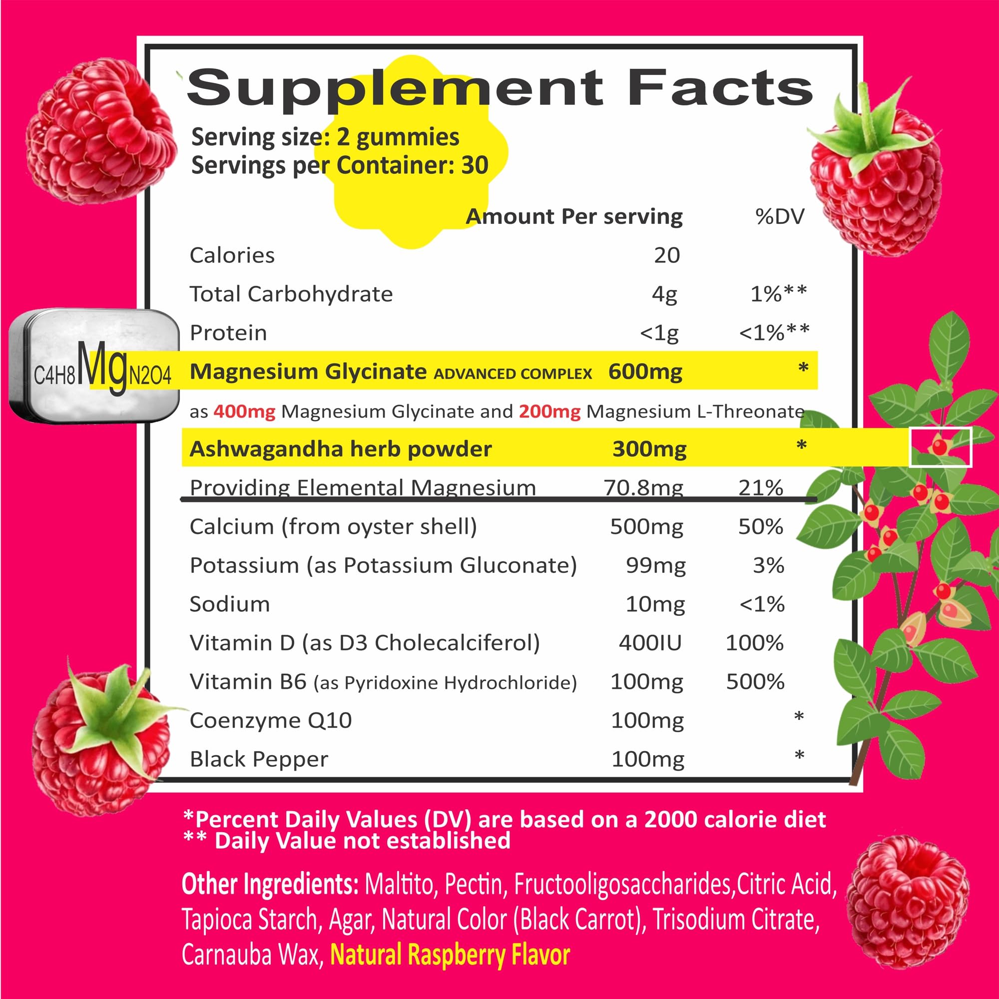 BIZYAC Magnesium Glycinate Gummies 400mg serving suggestion