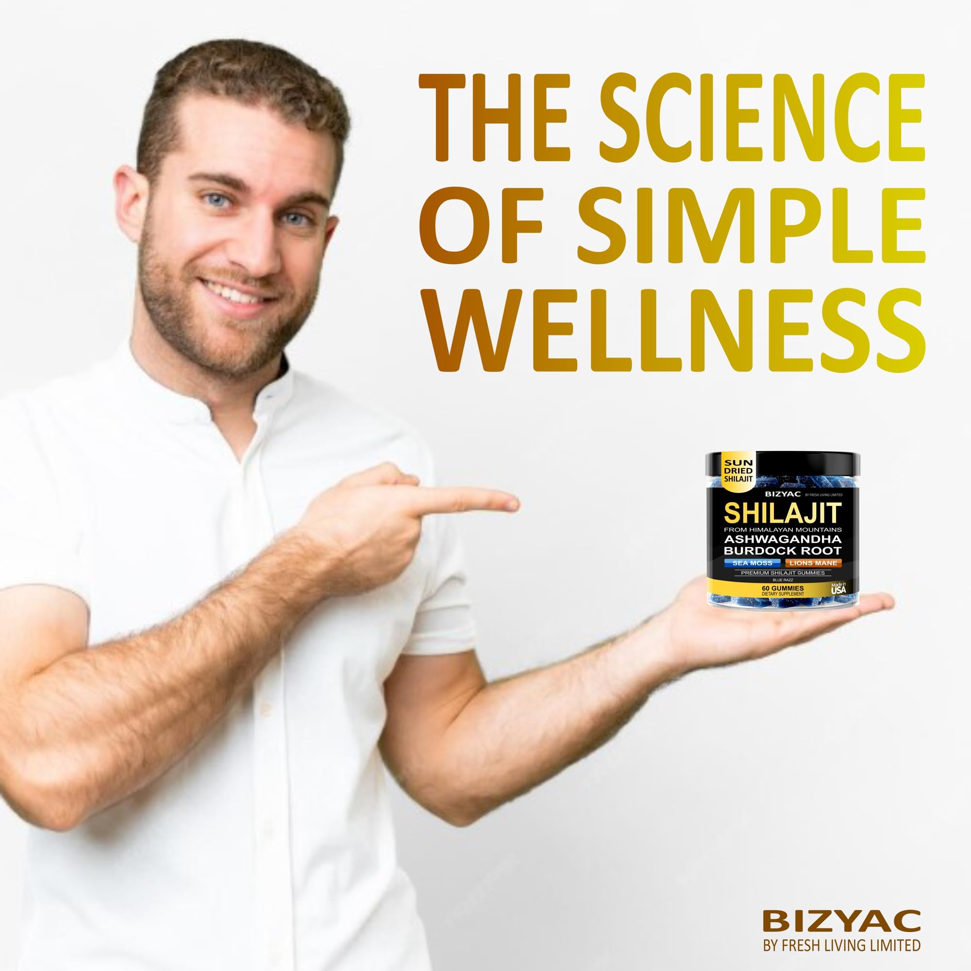 BIZYAC Shilajit Gummies back view packaging