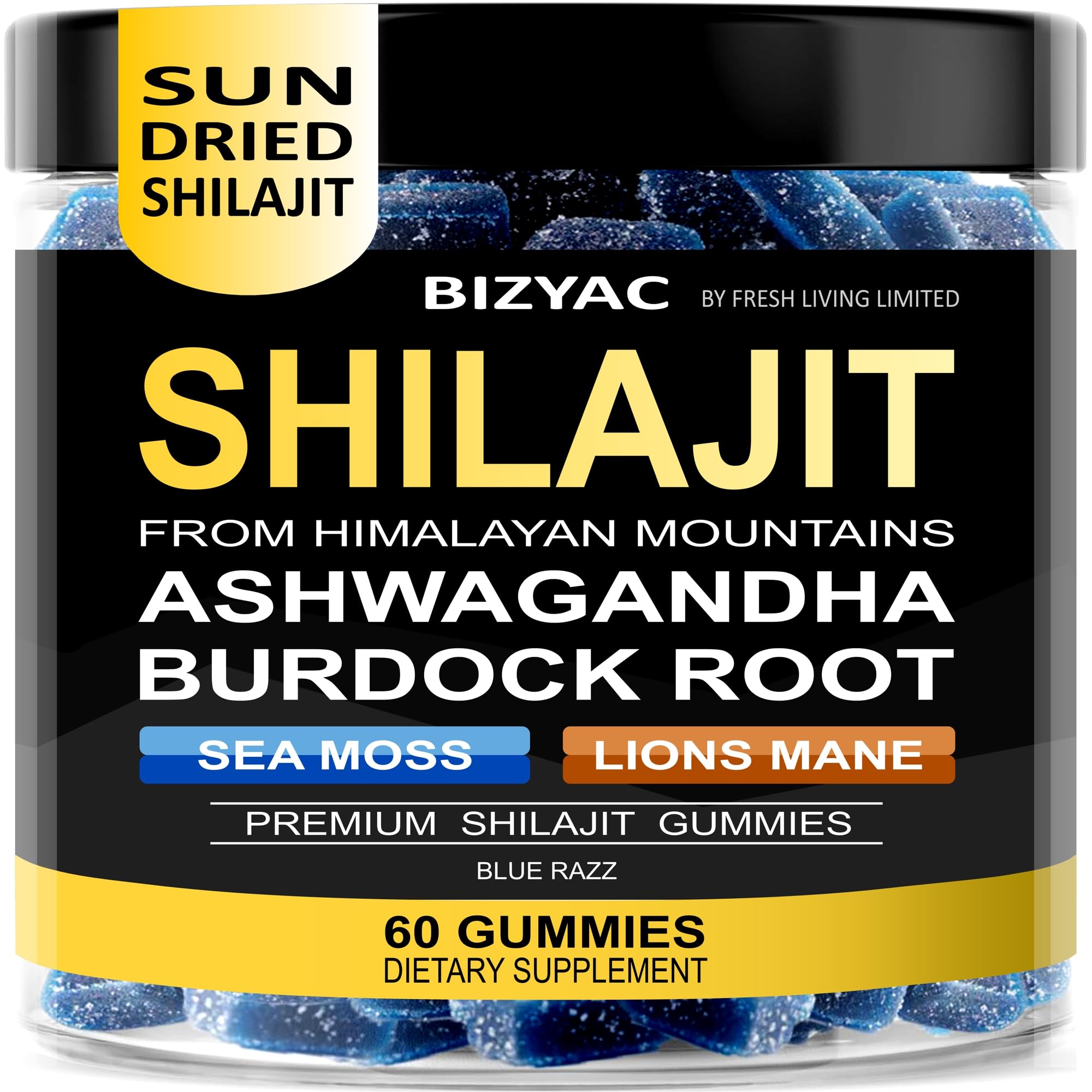 BIZYAC Shilajit Gummies front view packaging
