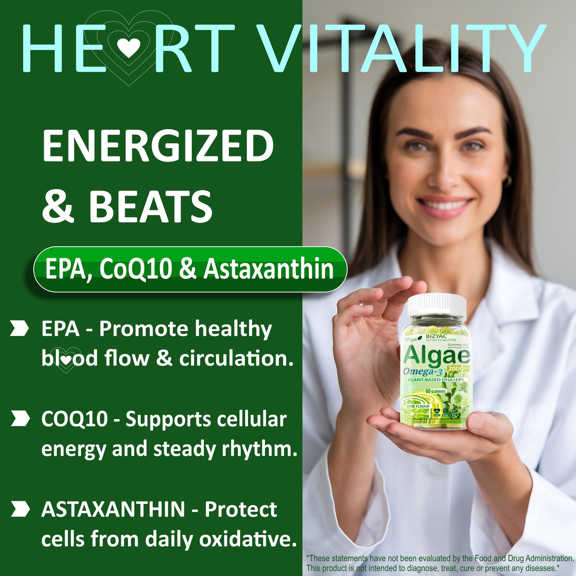 BIZYAC Vegan Omega-3 Algae Oil 1100mg ingredients list