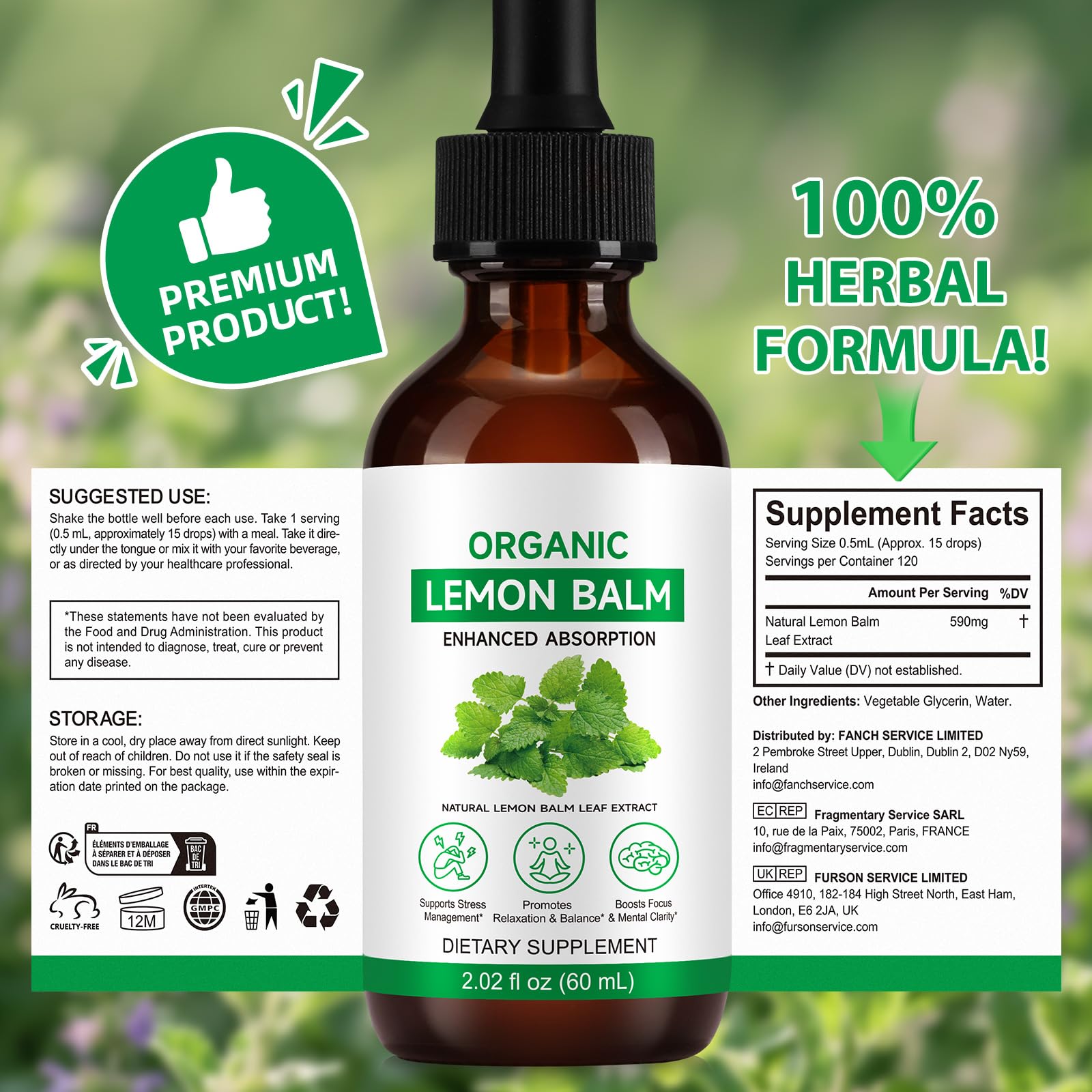 BKKTfBWK Organic Lemon Balm Extract Drops back view