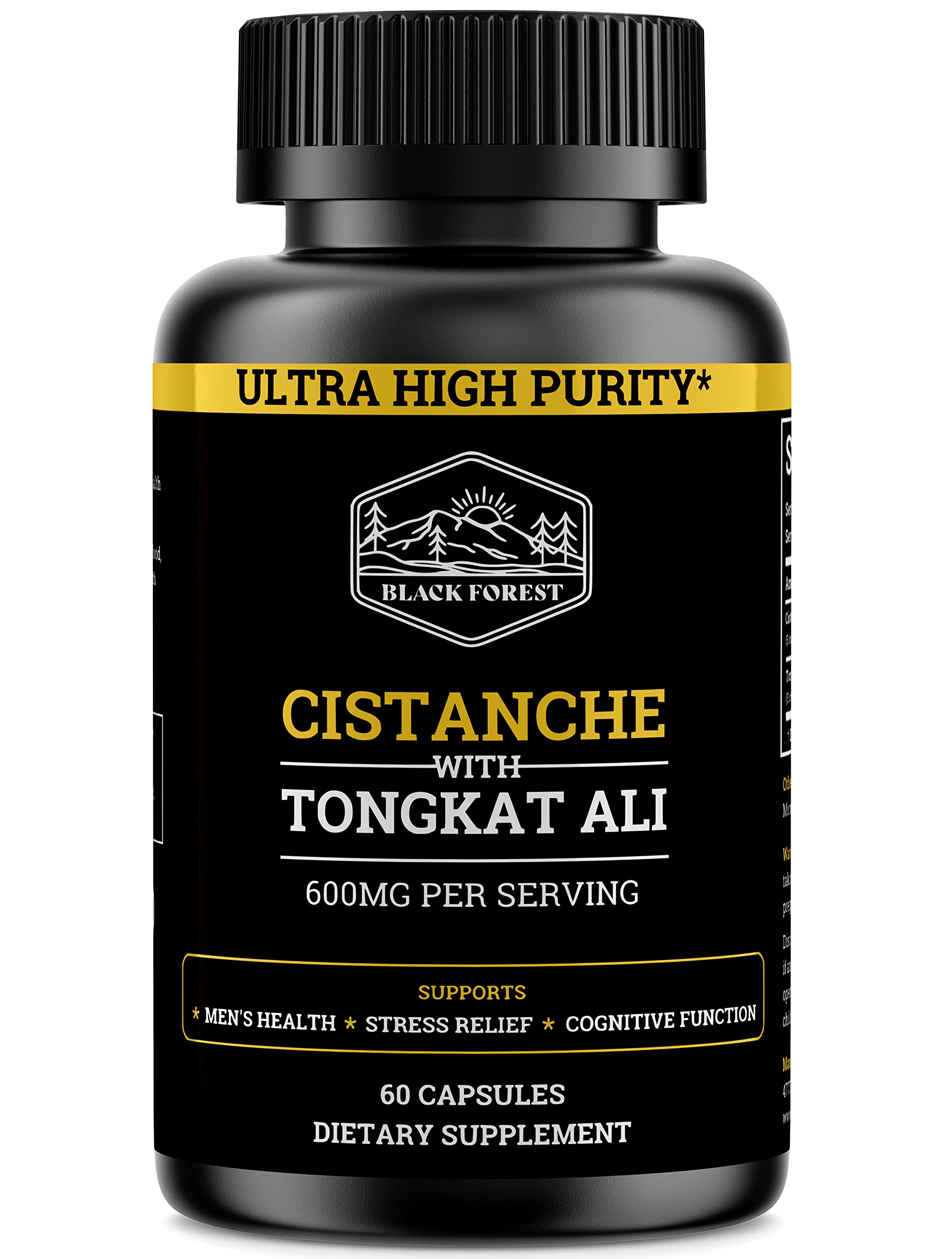 Black Forest Cistanche & Tongkat Ali supplement bottle front view