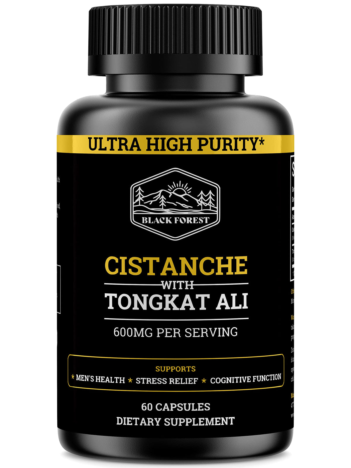 Black Forest Cistanche & Tongkat Ali supplement bottle front view