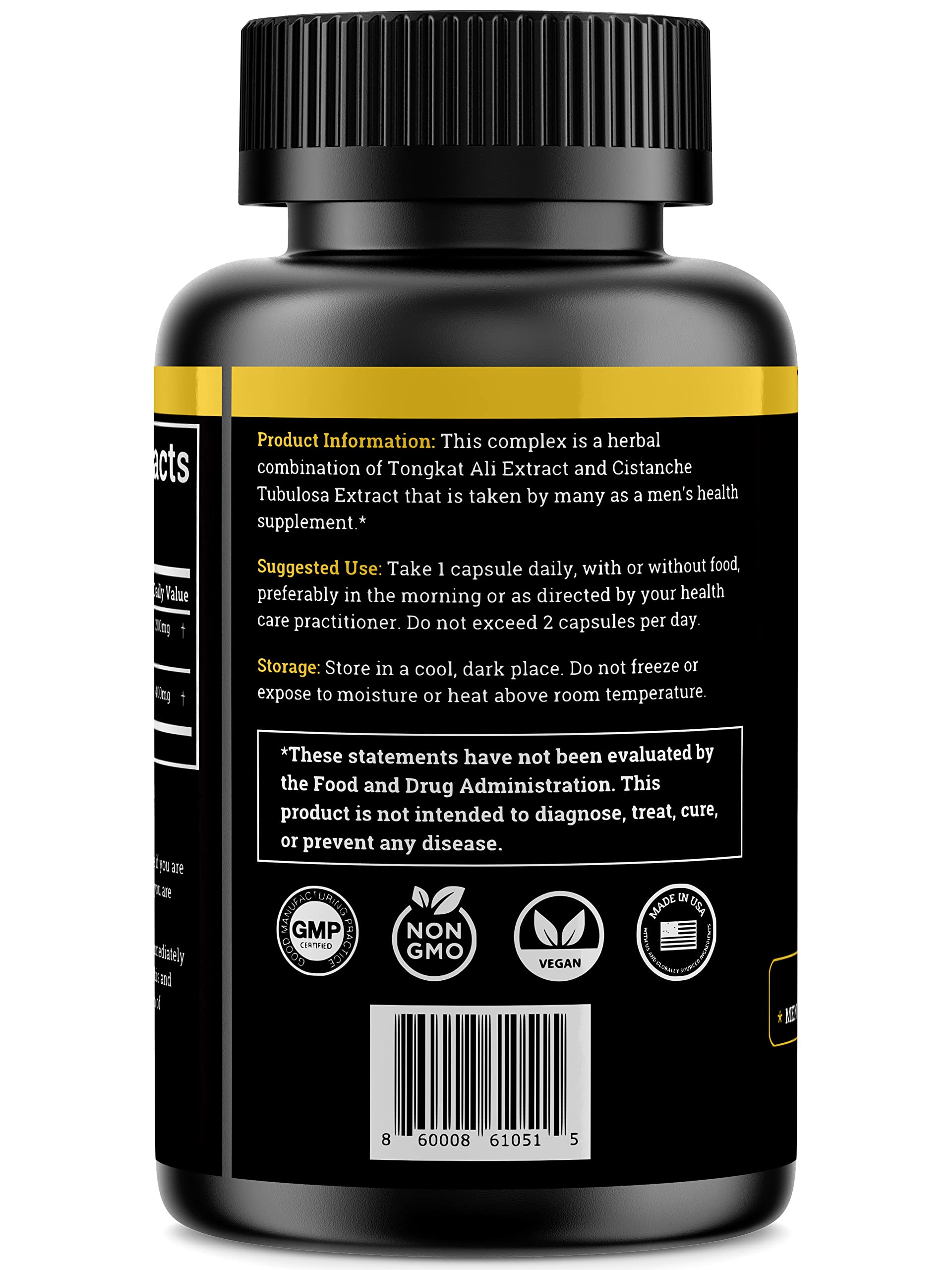 Black Forest Cistanche & Tongkat Ali supplement capsules close-up