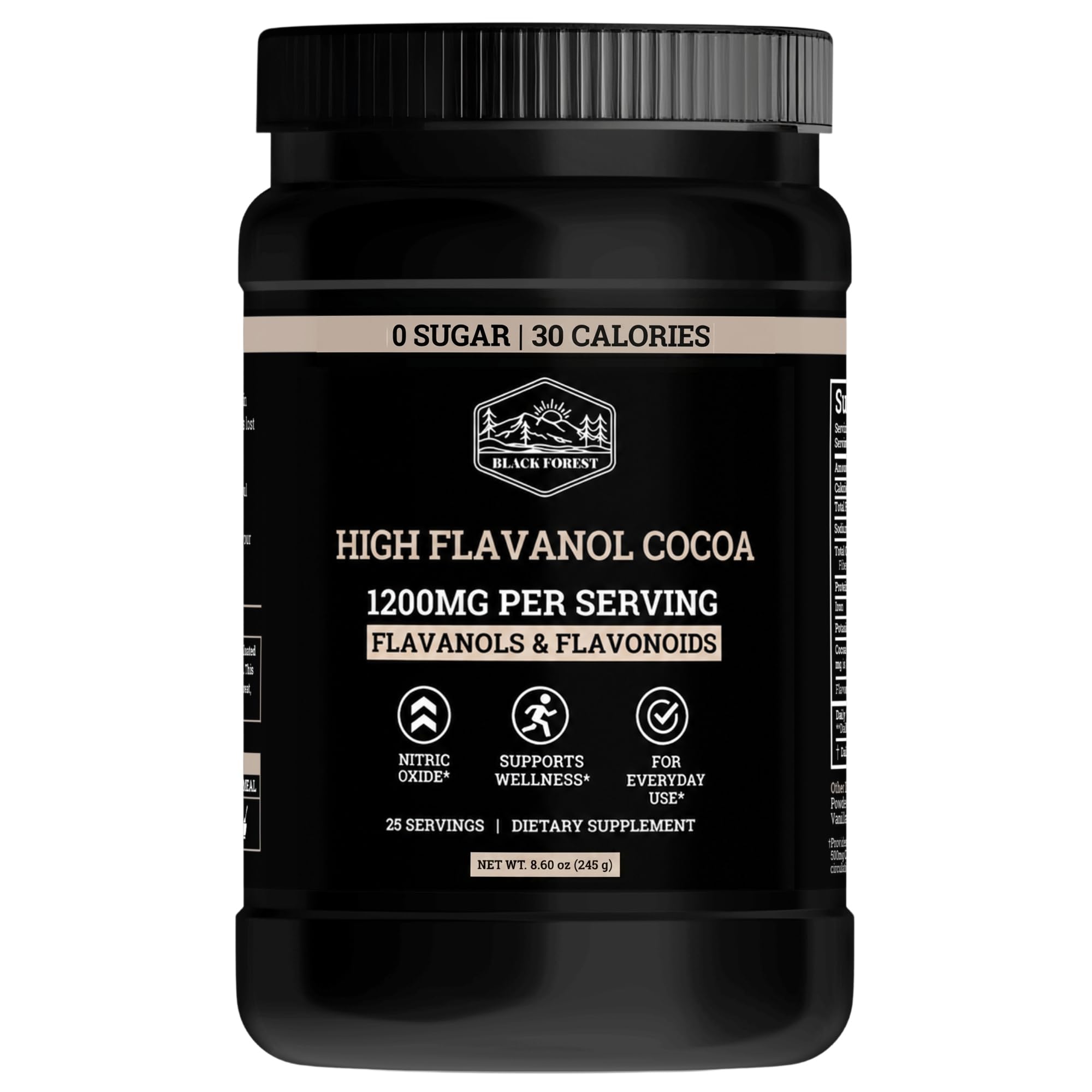 Black Forest High Flavanol Cocoa Powder 245g front view