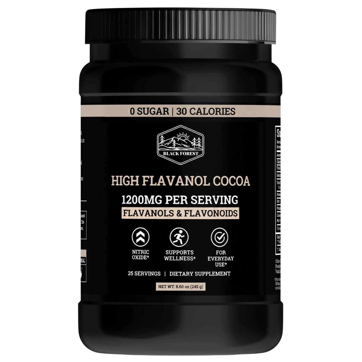 Black Forest High Flavanol Cocoa Powder 245g front view