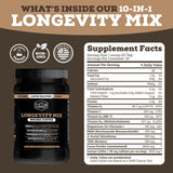 Black Forest Longevity Mix 10-in-1 Supplement in a glass of water