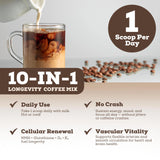 Black Forest Longevity Mix 10-in-1 Supplement mixed with coffee