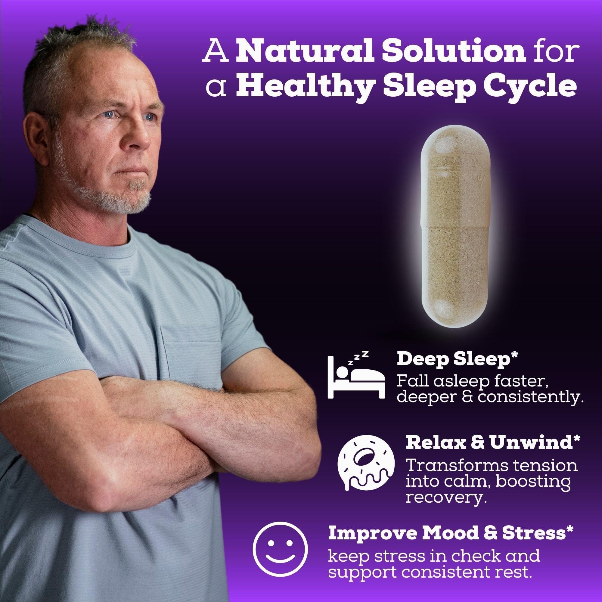Black Forest Magnesium Sleep Aid displayed with a glass of water