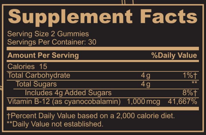 Black Girl Vitamins B12 Gummies packaging side view
