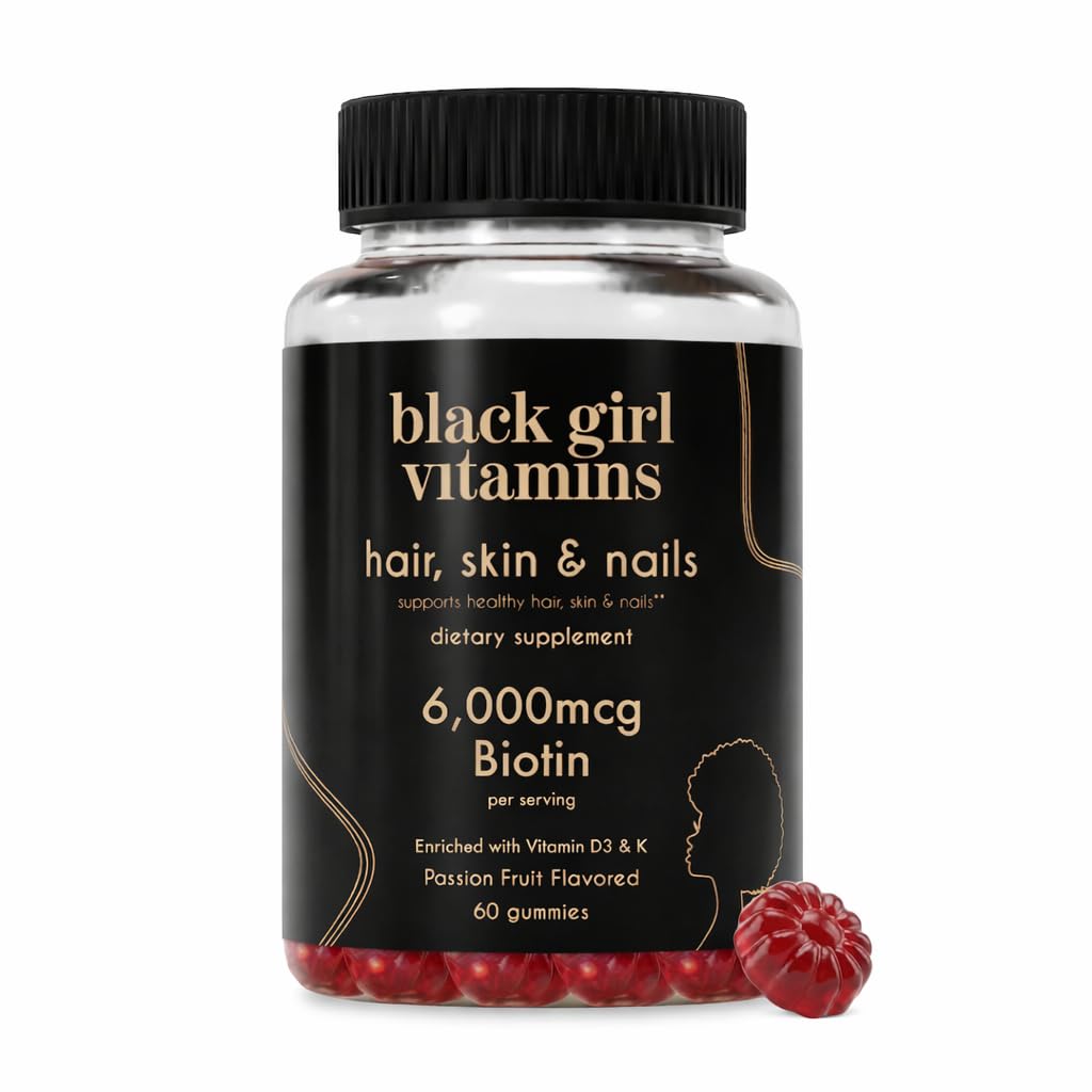 Black Girl Vitamins Biotin Gummies front view with passion fruit flavour