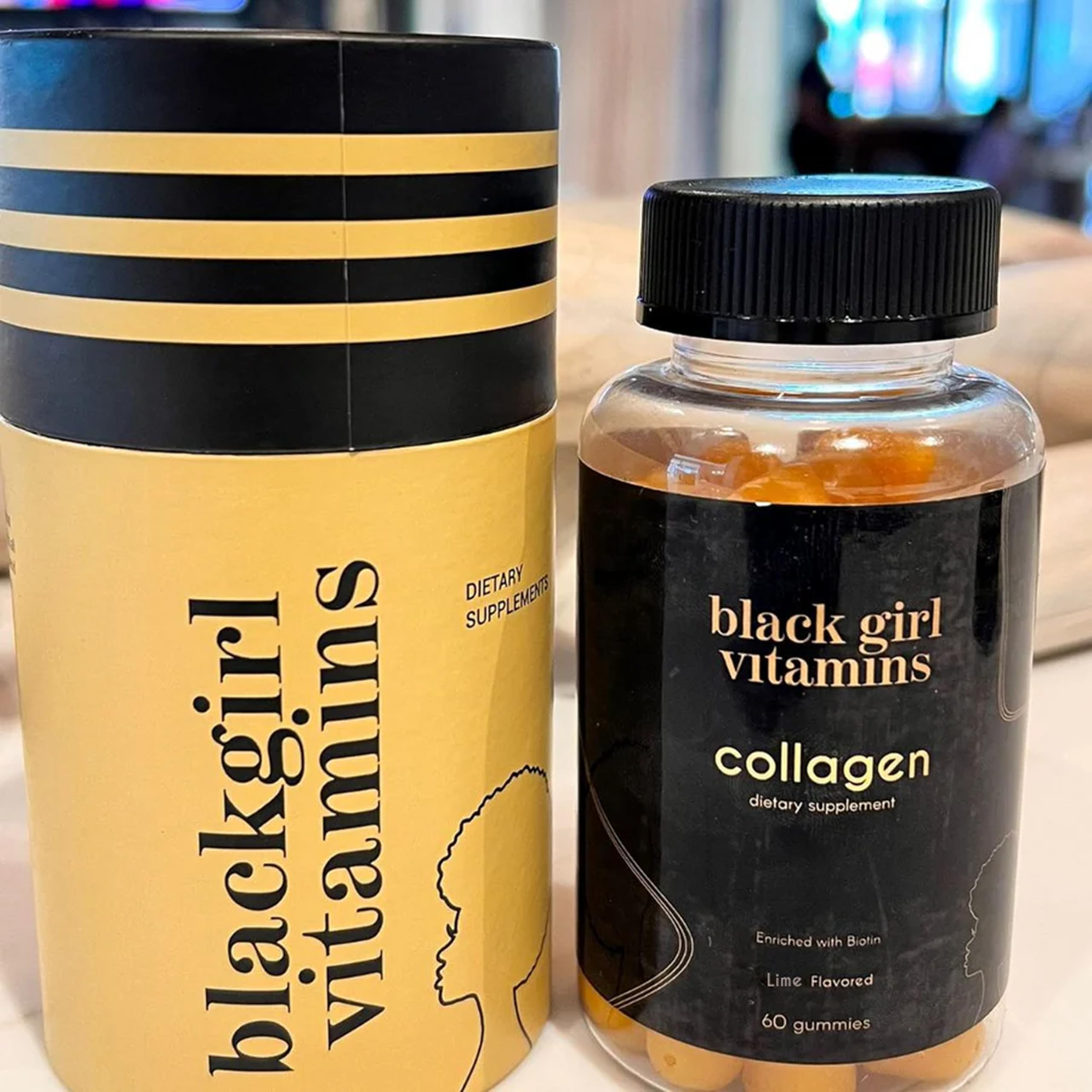 Black Girl Vitamins Collagen Gummies nutritional information on packaging