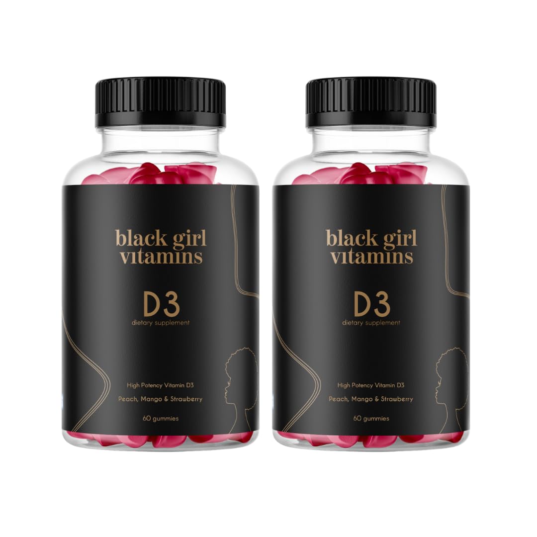 Black Girl Vitamins D3 Gummies front view with colourful packaging