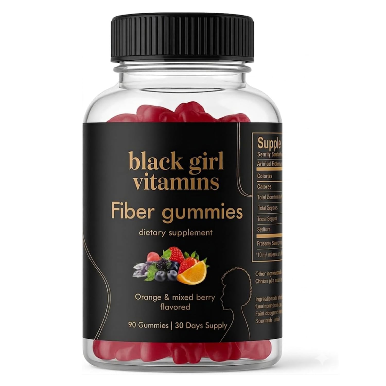 Black Girl Vitamins Daily Fibre Gummies front view with packaging