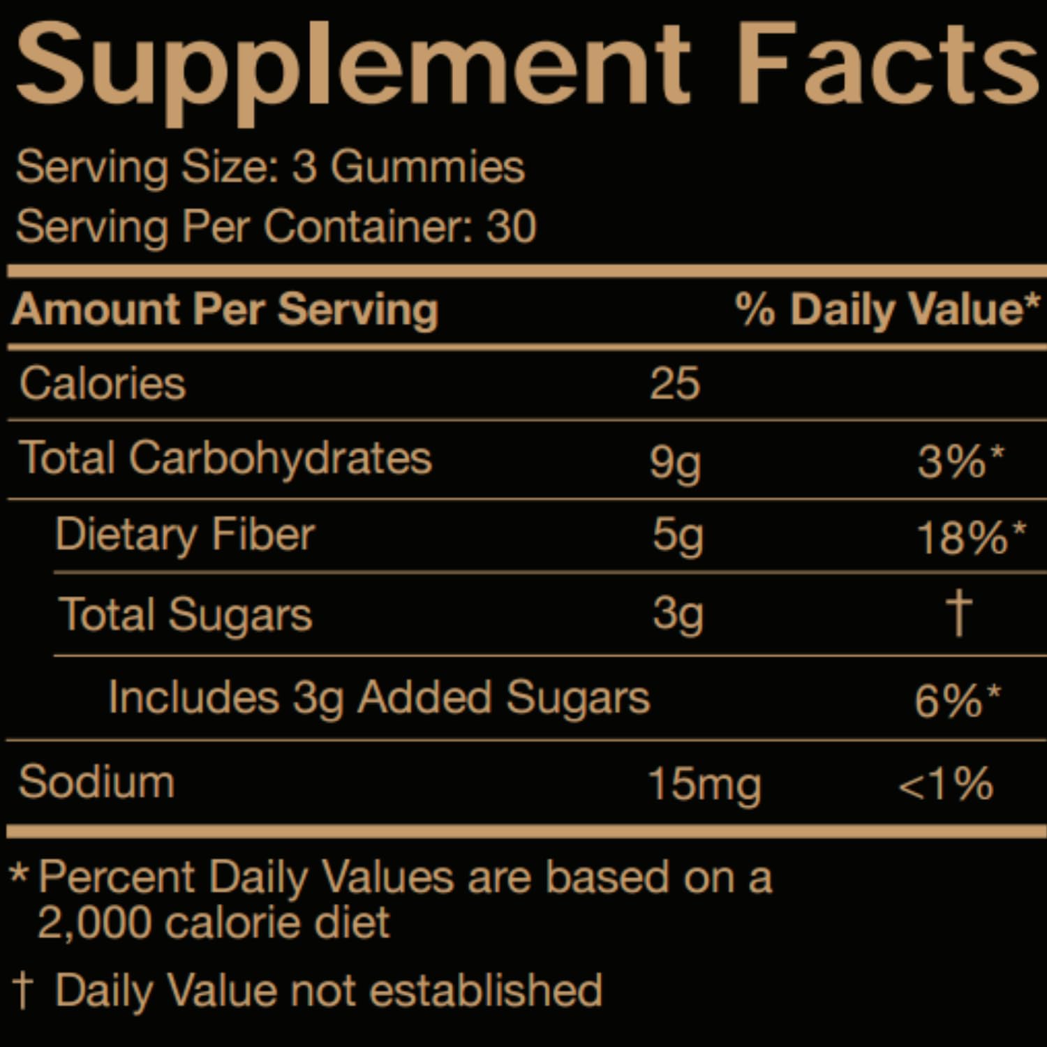 Black Girl Vitamins Daily Fibre Gummies side view with dosage information