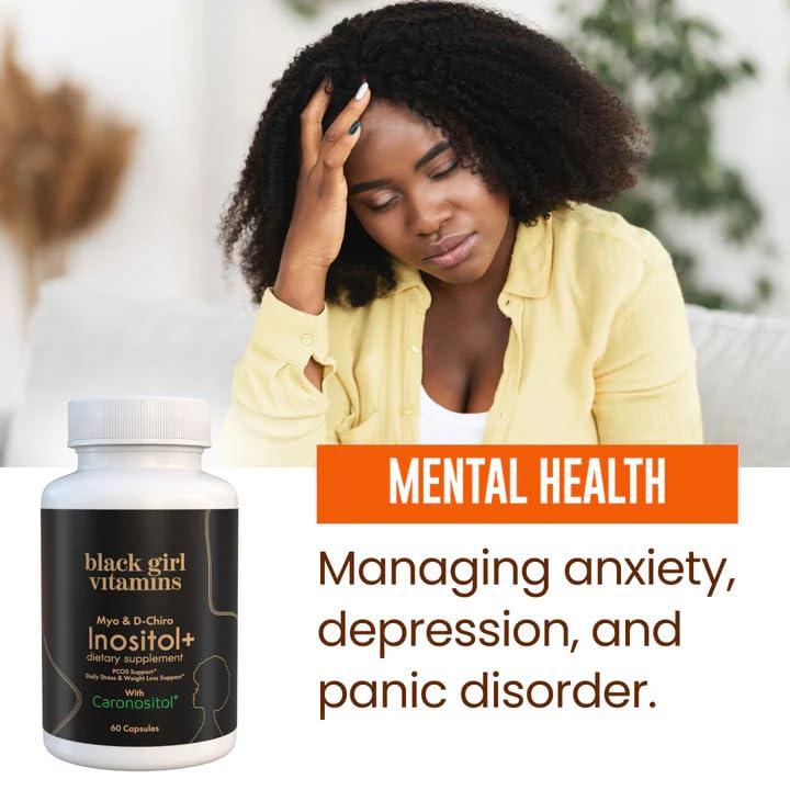 Black Girl Vitamins Inositol bottle with capsules spilled out