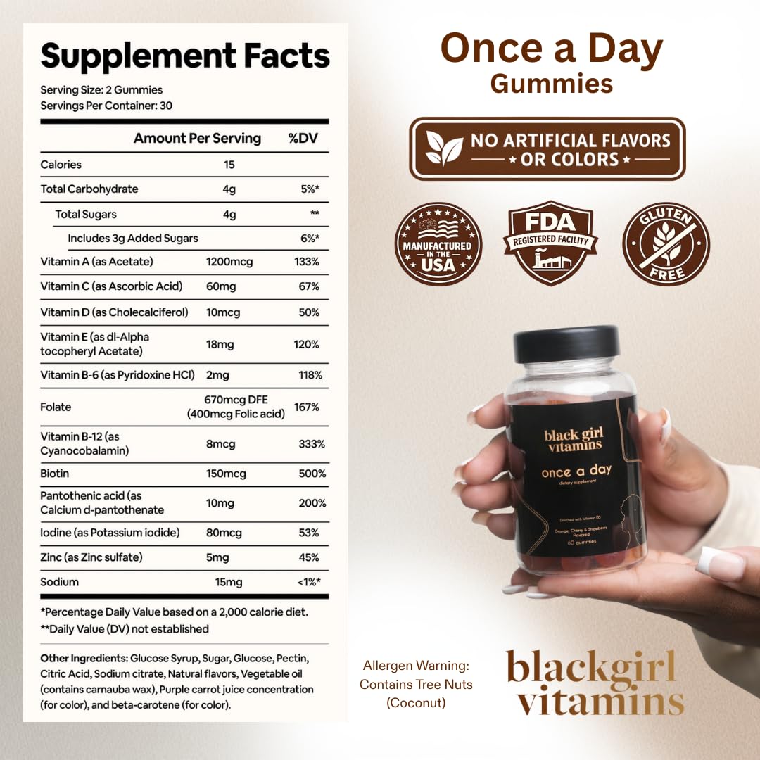 Black Girl Vitamins Multivitamin Gummies with a hand holding one gummy