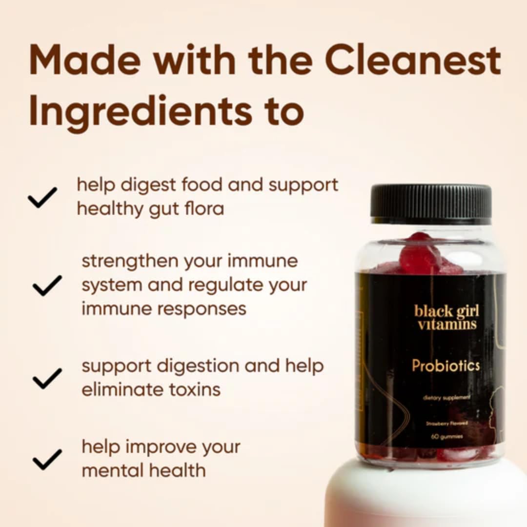 Black Girl Vitamins Probiotic Gummies showing individual gummy