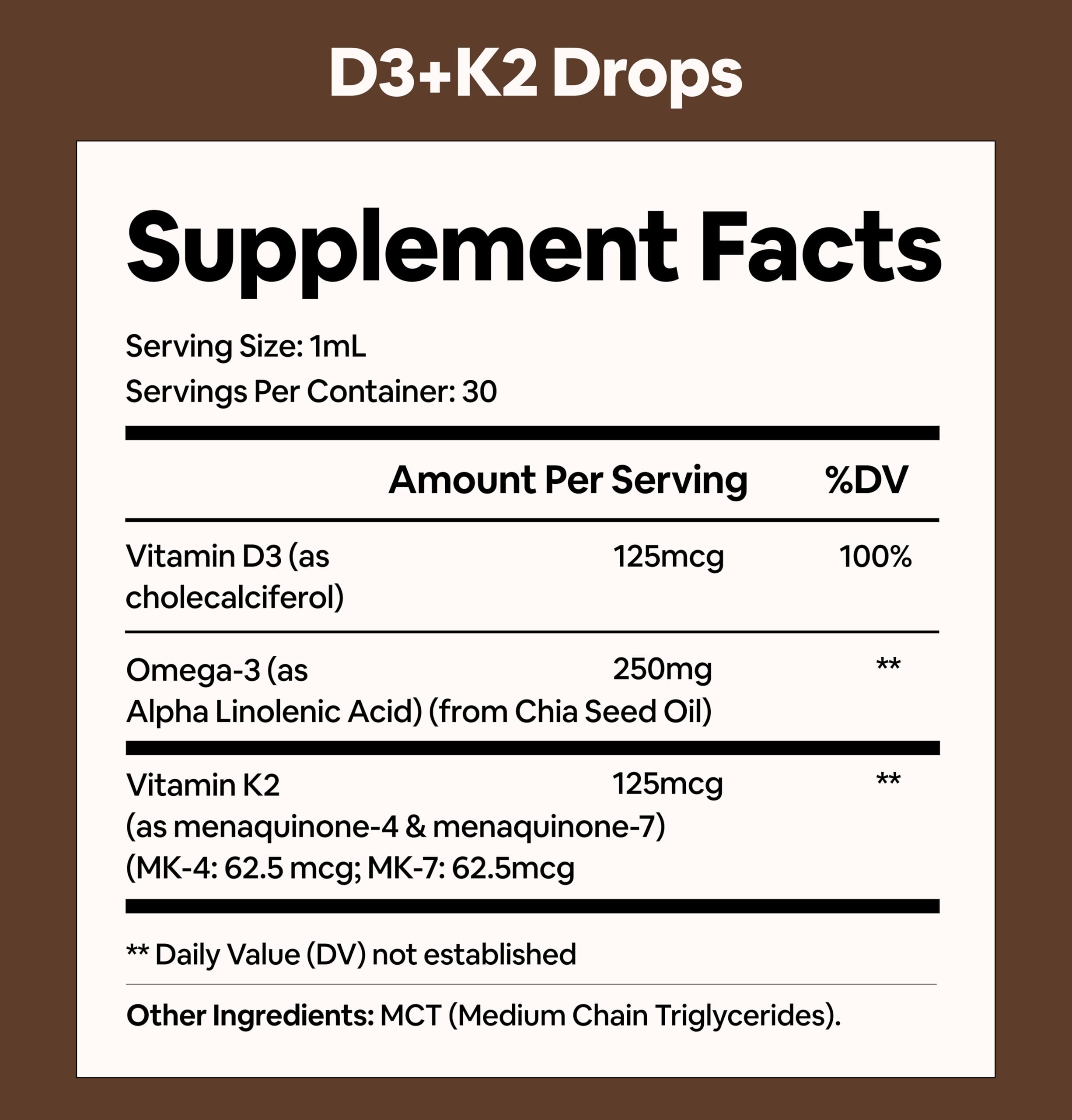 Black Girl Vitamins Vitamin D3 K2 Drops 82g back view