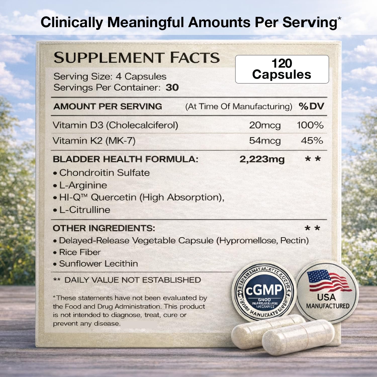 Bladder Rest Blended Vitamin & Mineral Supplement on a wooden table