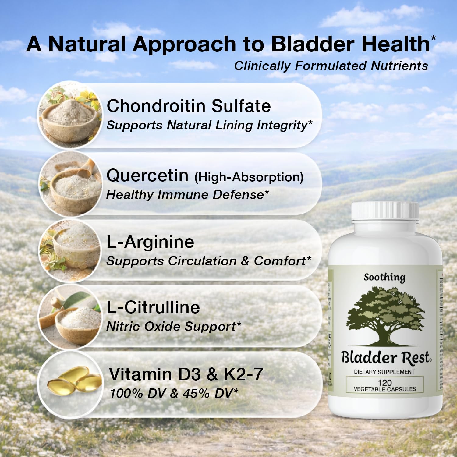 Bladder Rest Blended Vitamin & Mineral Supplement with measuring spoon