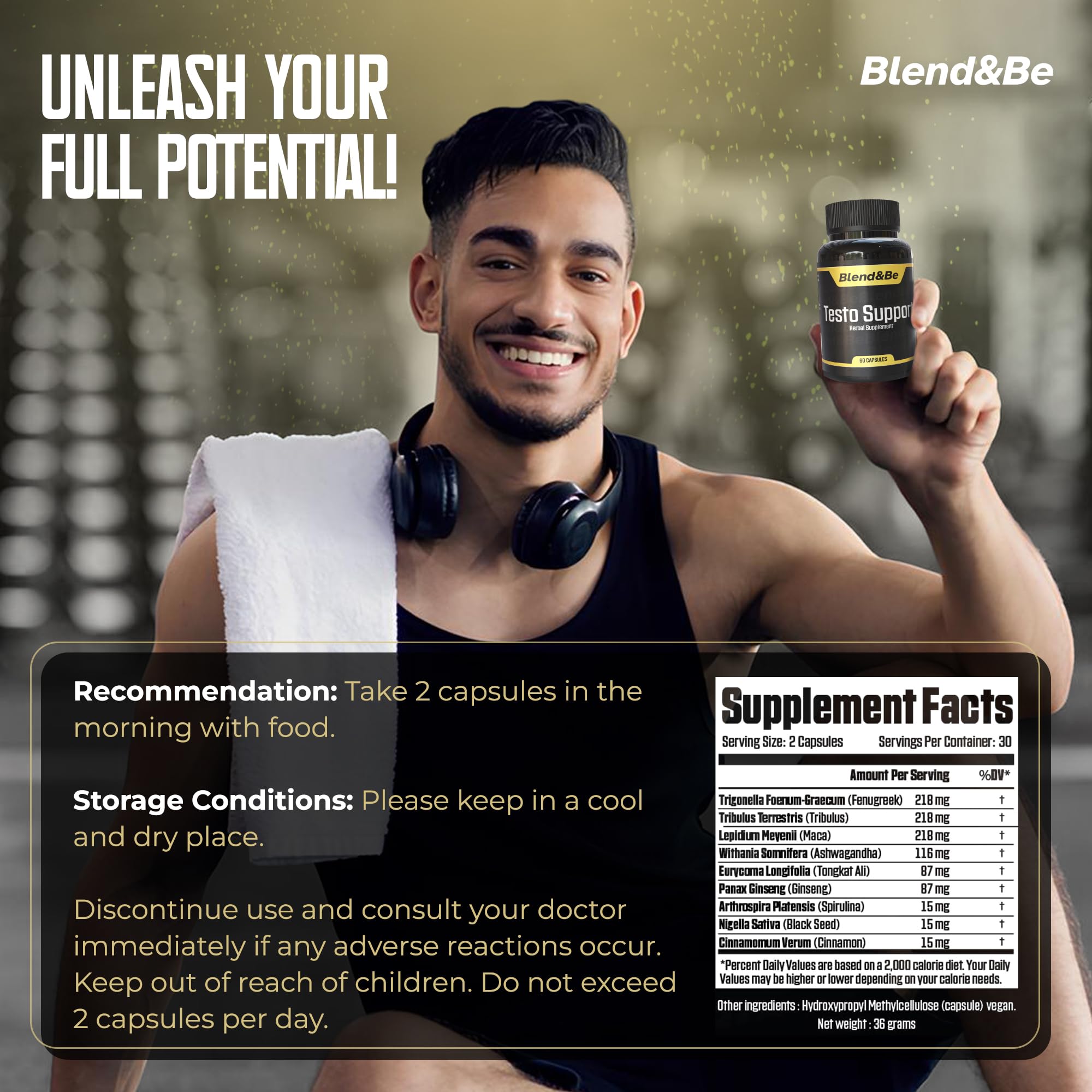Blend&Be Testo Support 50g top view of the container