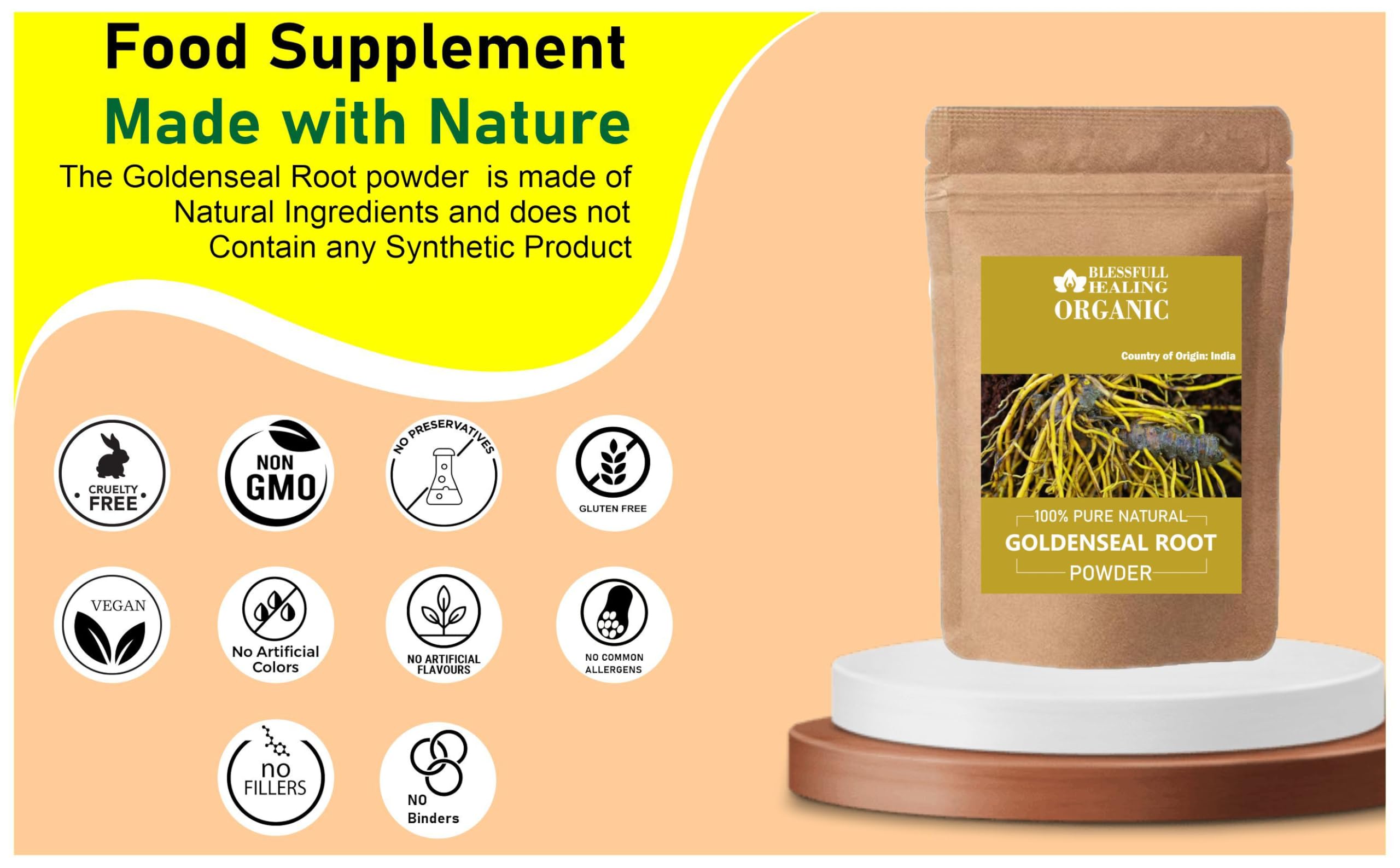 Blessfull Healing Goldenseal Root Powder 100g lifestyle use with tea
