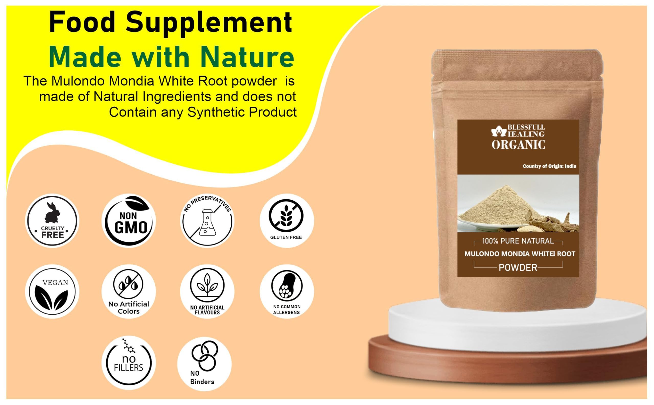 Blessfull Healing Mulondo Mondia Whitei Root Powder side view