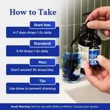 Blissta Methylene Blue Supplement 85g close-up of the UV-protected glass bottle