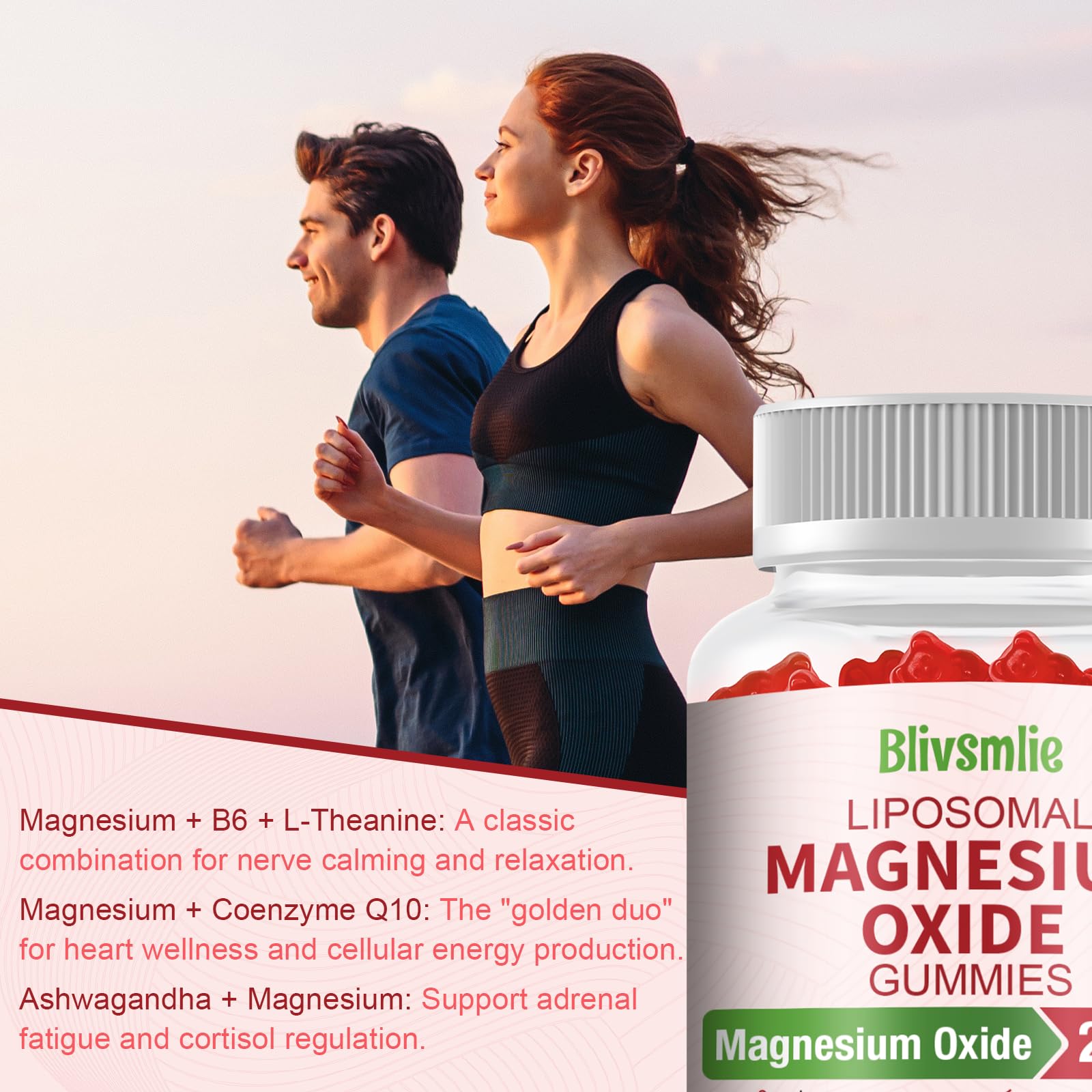 Blivsmlie Magnesium Supplement displayed with a measuring spoon