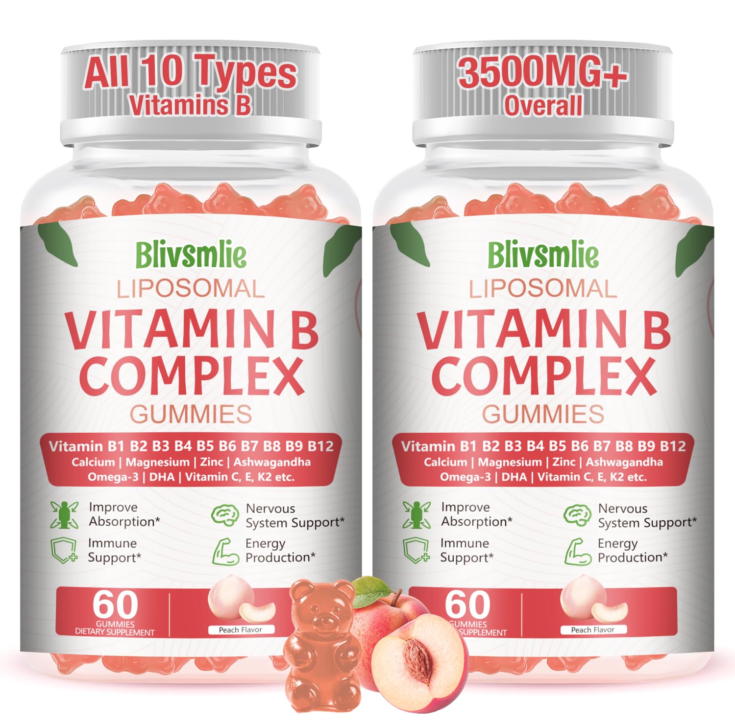 Blivsmlie Vitamin B Complex Gummies front view with packaging