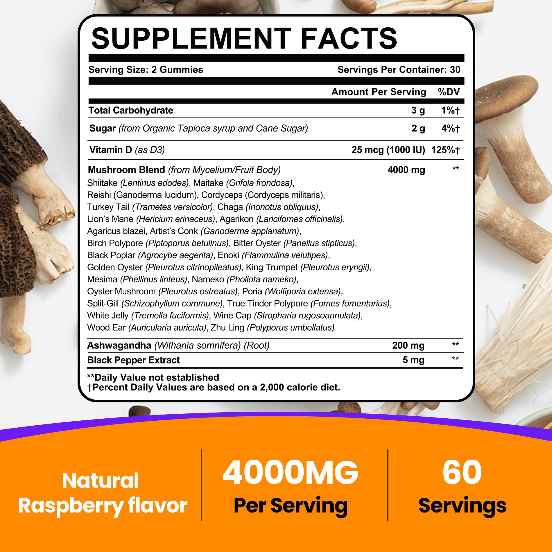 blluysterst Mushroom Gummies 26 Powerful Blend packaging