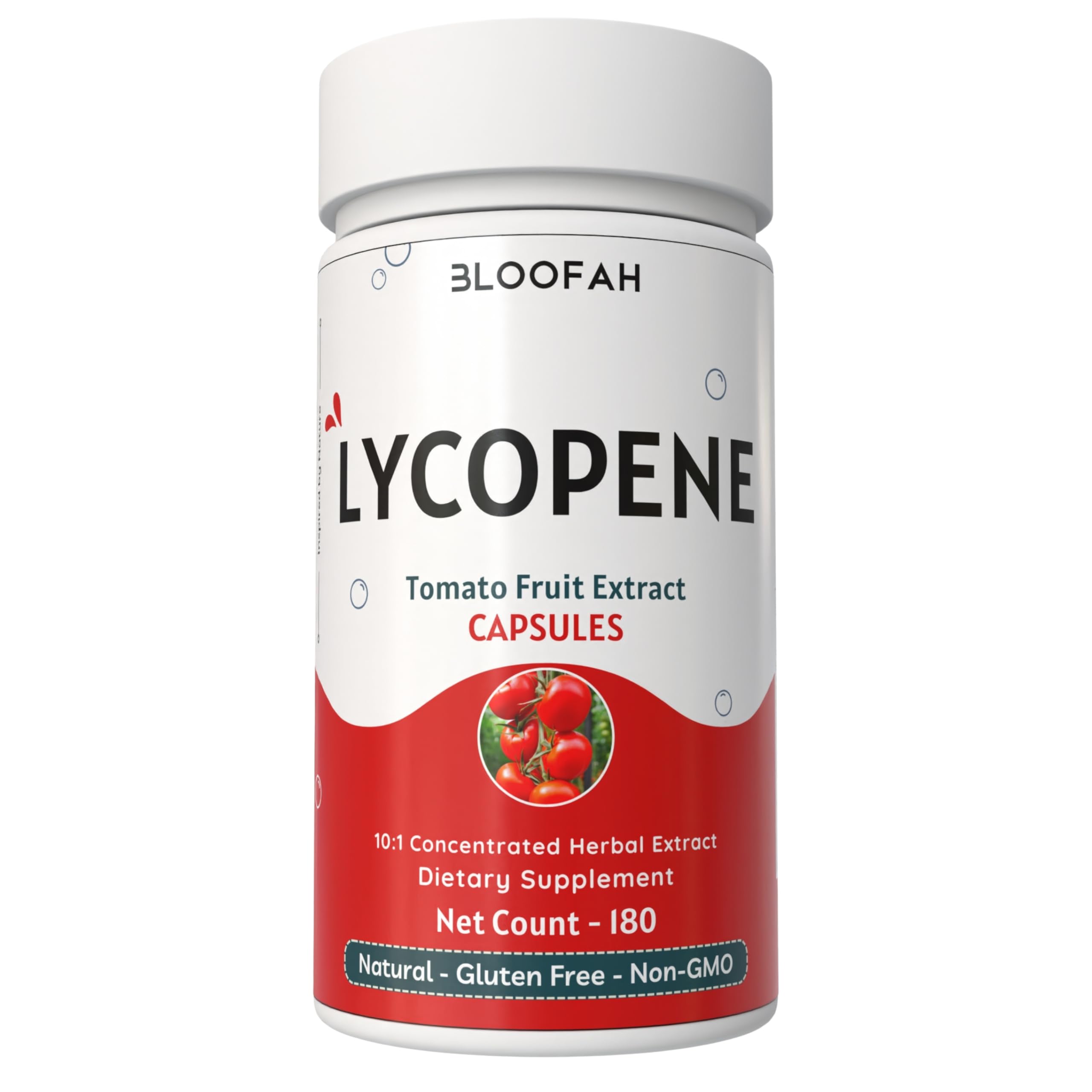 Bloofah Lycopene Supplement 10:1 Extract 500mg 180 Capsules front view