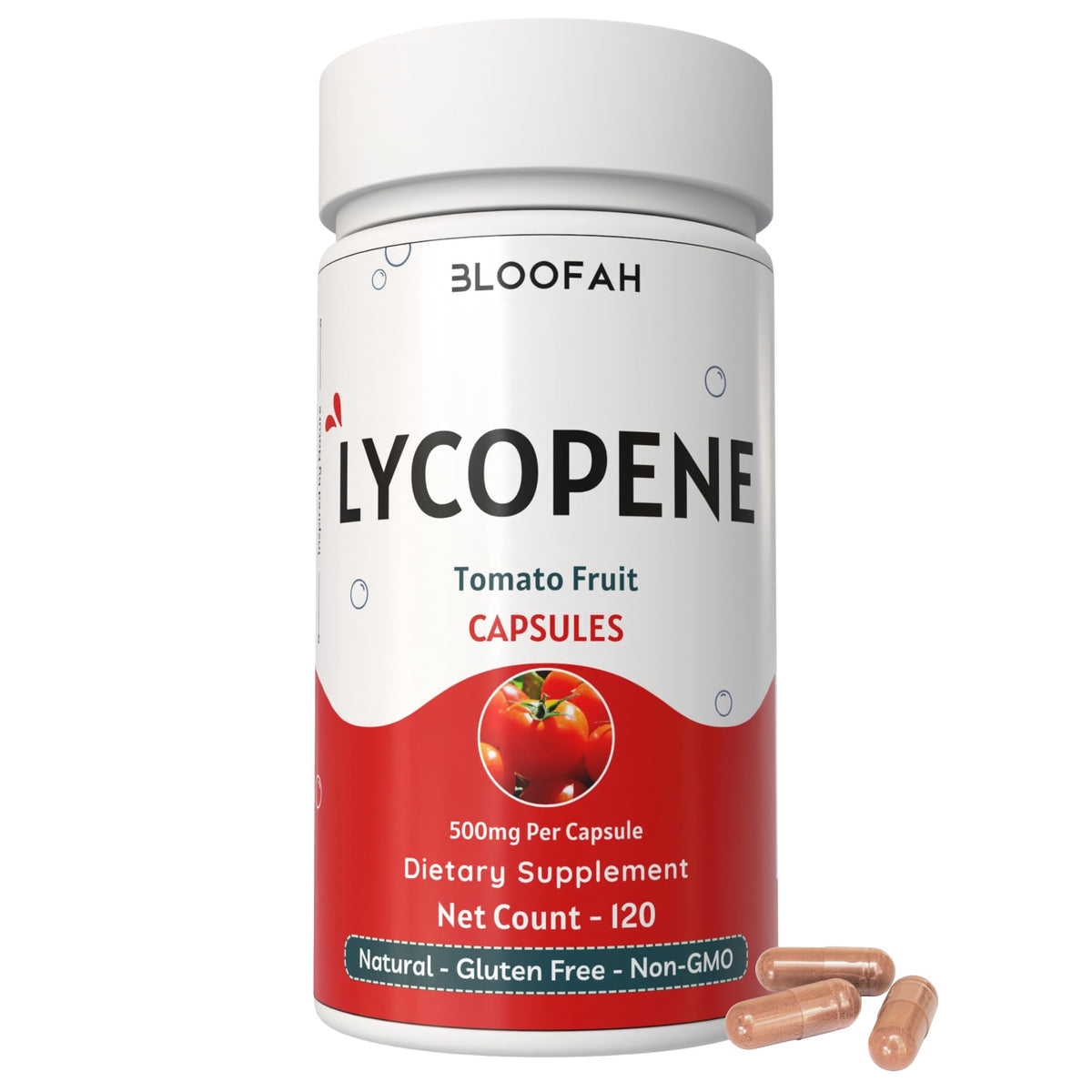 Bloofah Lycopene Supplement 120 capsules front view