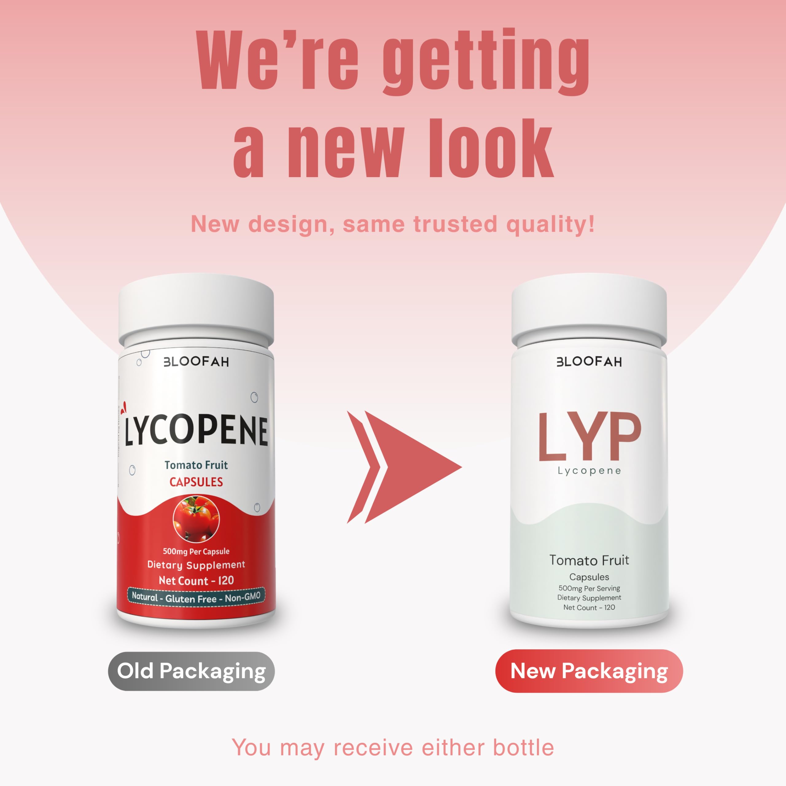Bloofah Lycopene Supplement 120 capsules with packaging